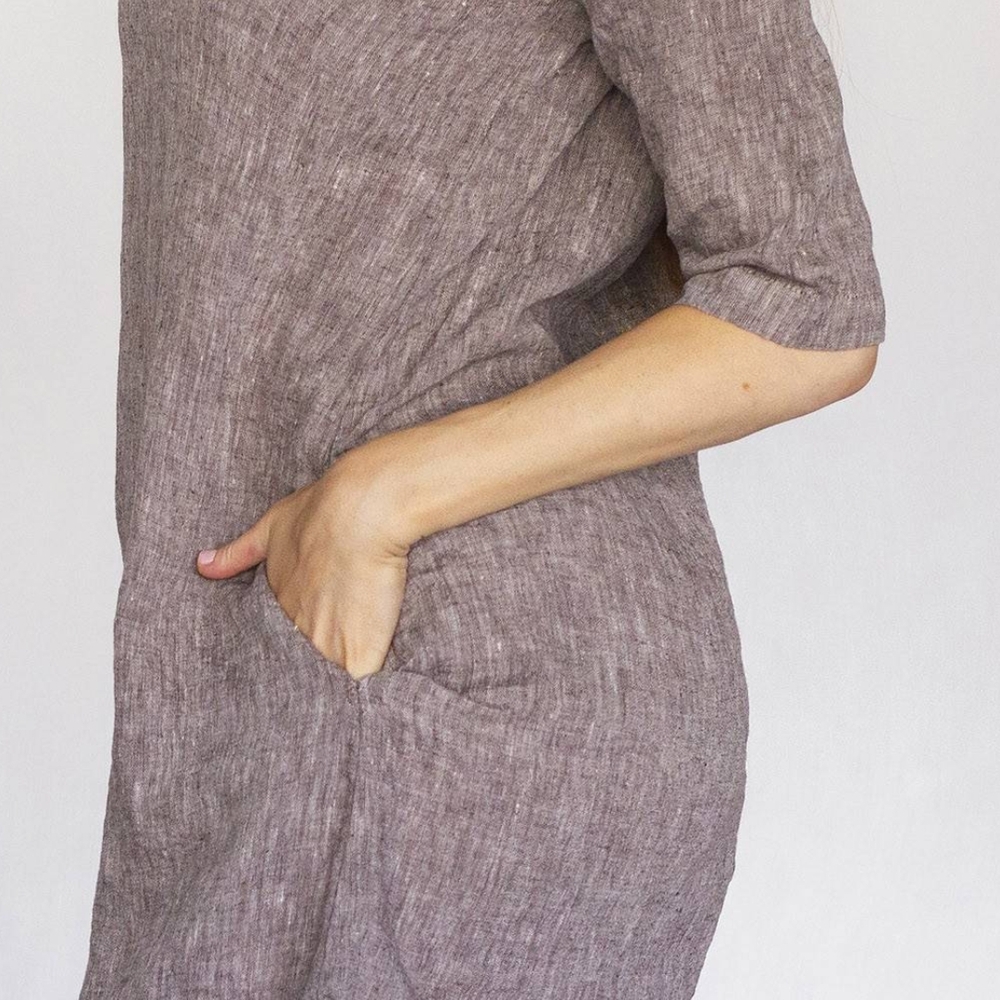 Casual Beige Linen Dress